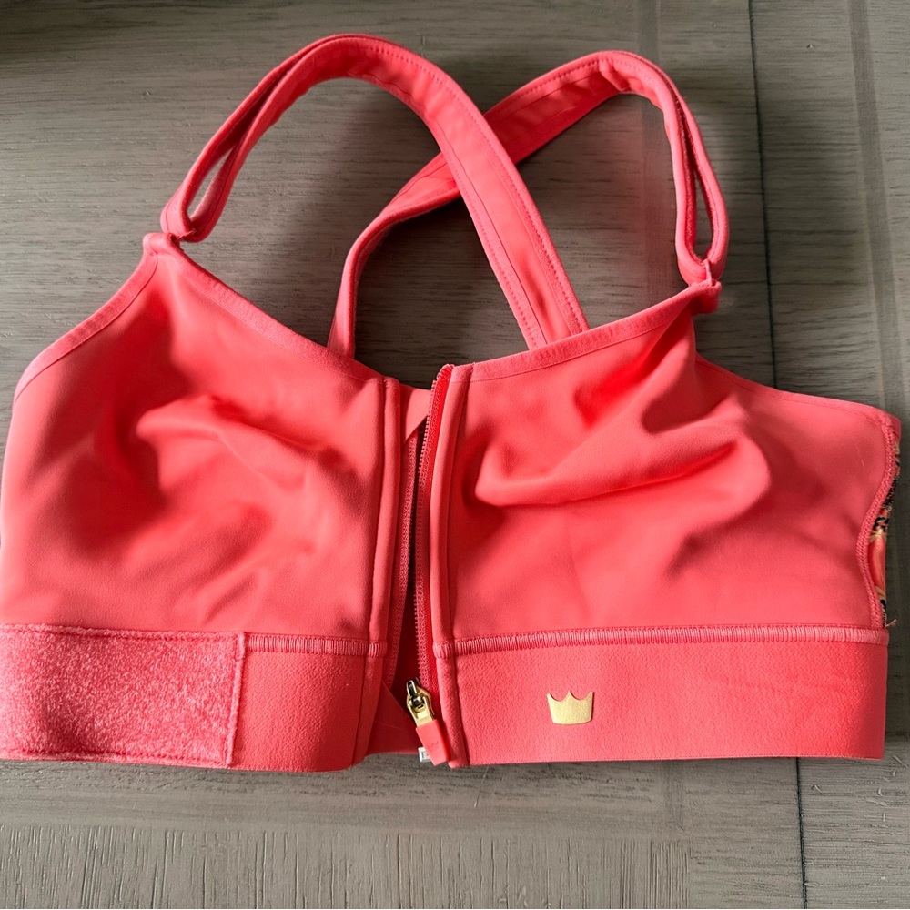 SheFit fully adjustable sports bra in Coral, size Luxe